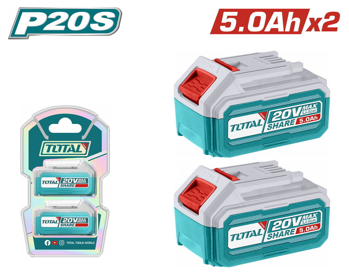 Σετ 2 Μπαταρίες Λιθίου 20V με Χωρητικότητα 5Ah  - TOSLI240464E - TOTAL