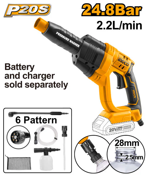 Πιστόλα Νερού Μπαταρίας 20V Solo - CPWLI2008 - Ingco