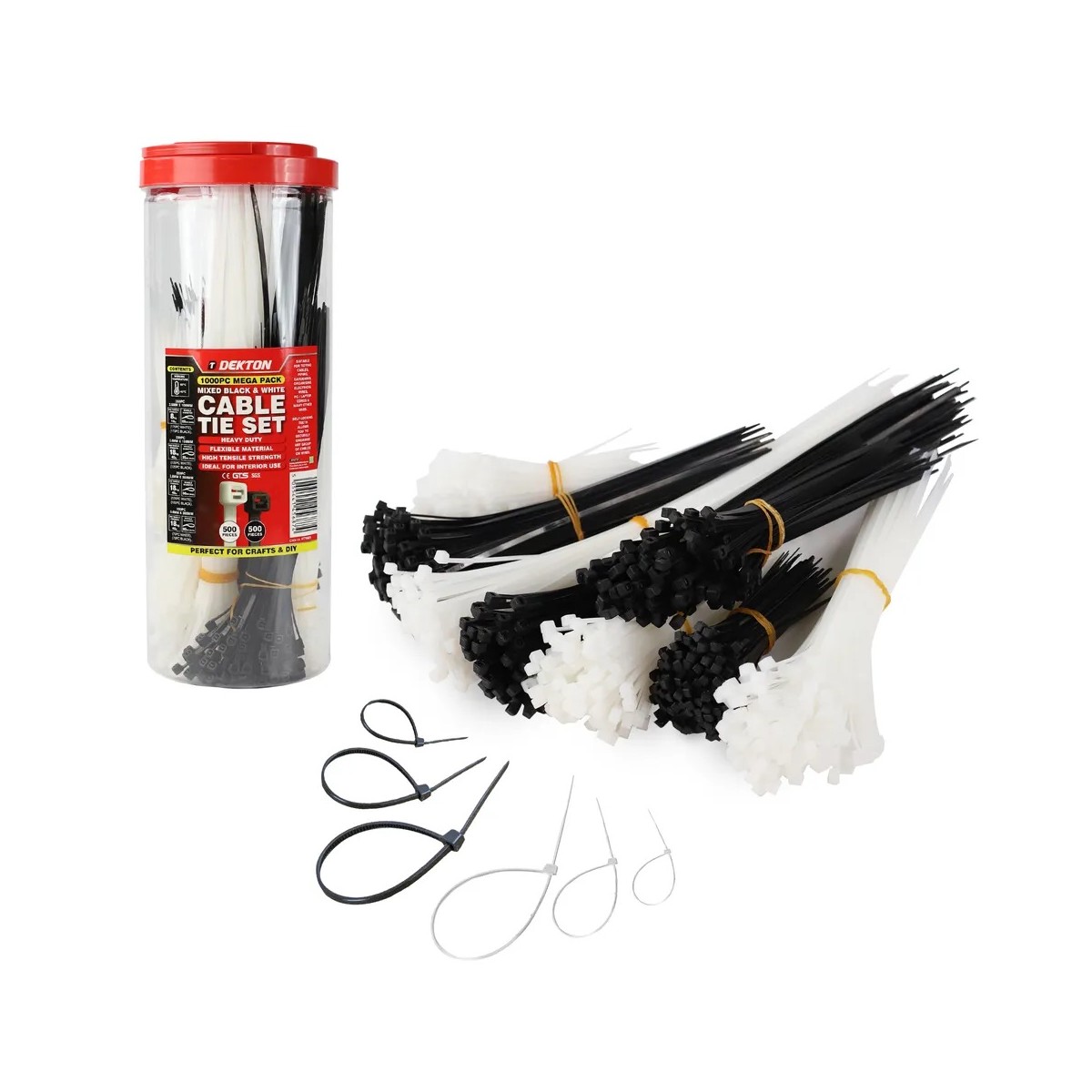 Cable Ties σετ 1000 τεμ. άσπρα και μαύρα