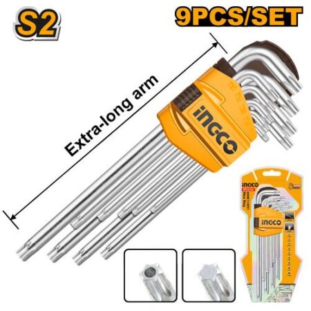 Σετ Torx Κλειδιών 9 τεμαχίων Extra Long - HHK13092 - Ingco