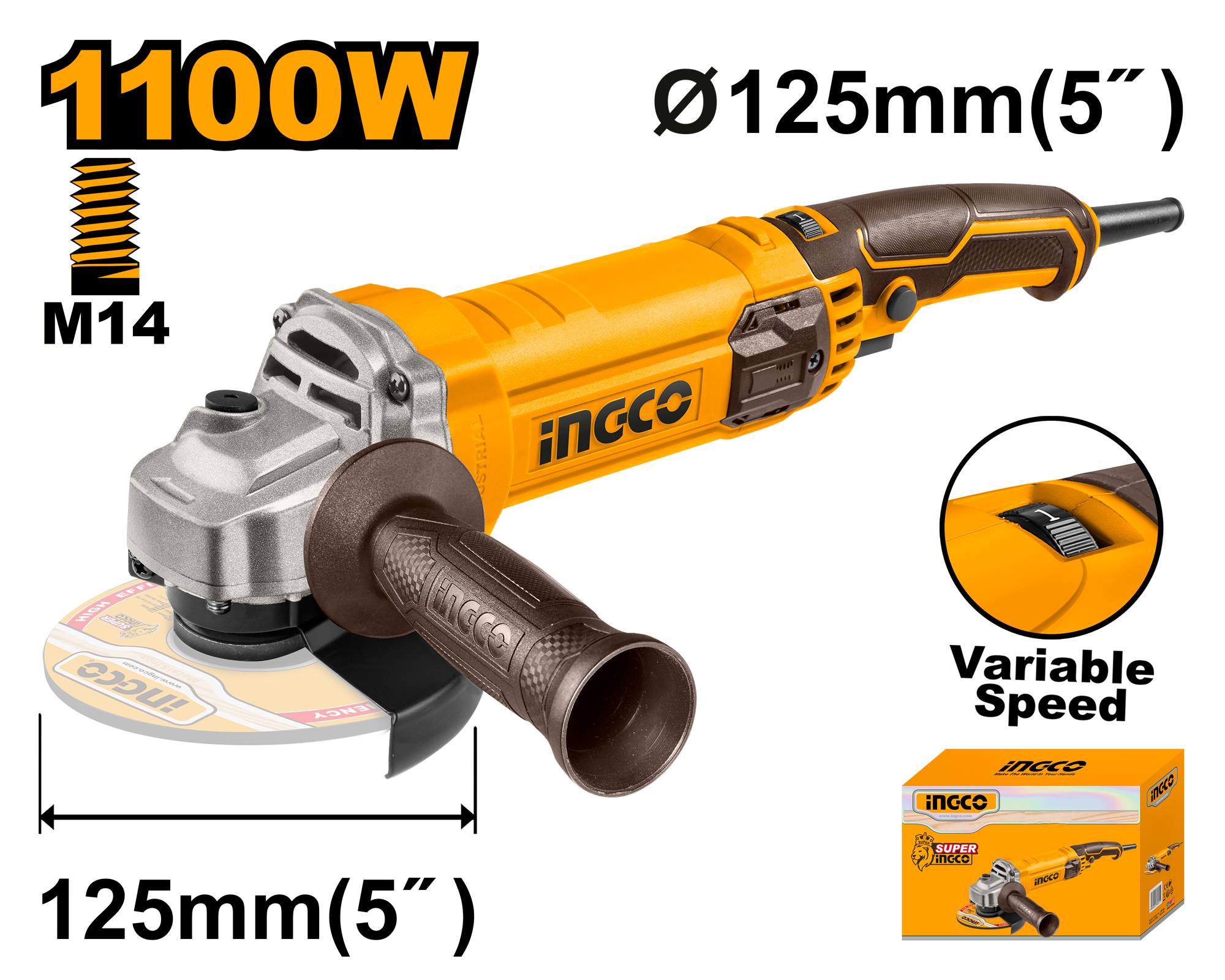 Angle grinder 1100w - AG1100385E-8 - INGCO