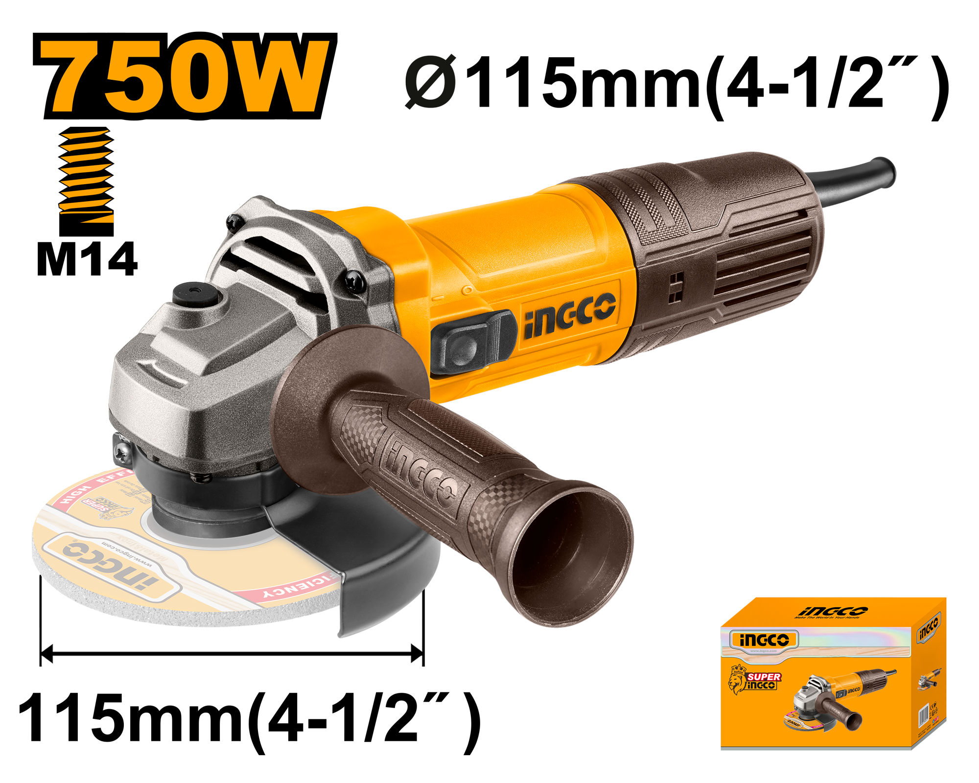 Angle grinder 750w - AG75028E - INGCO