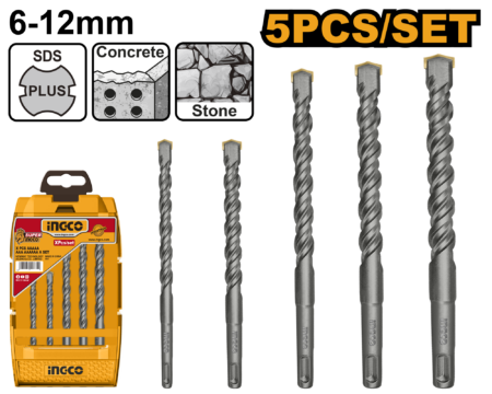 5Pcs sds plus hammer drill bits set - AKD2052 - INGCO