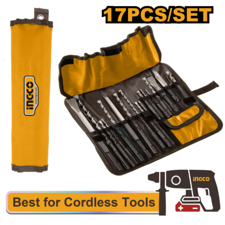 17Pcs sds plus hammer drill bits and chisels set - AKD91701 - INGCO