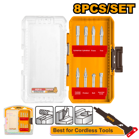 Tungsten carbide rotary burrs set 8pcs - AKDL10801 - INGCO