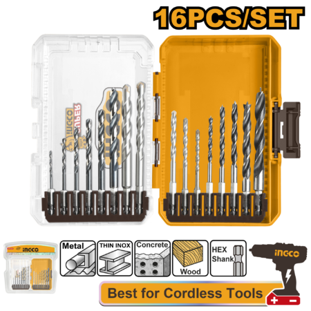 16Pcs metal multifunction drill and wood drill bits set - AKDL11606 - INGCO