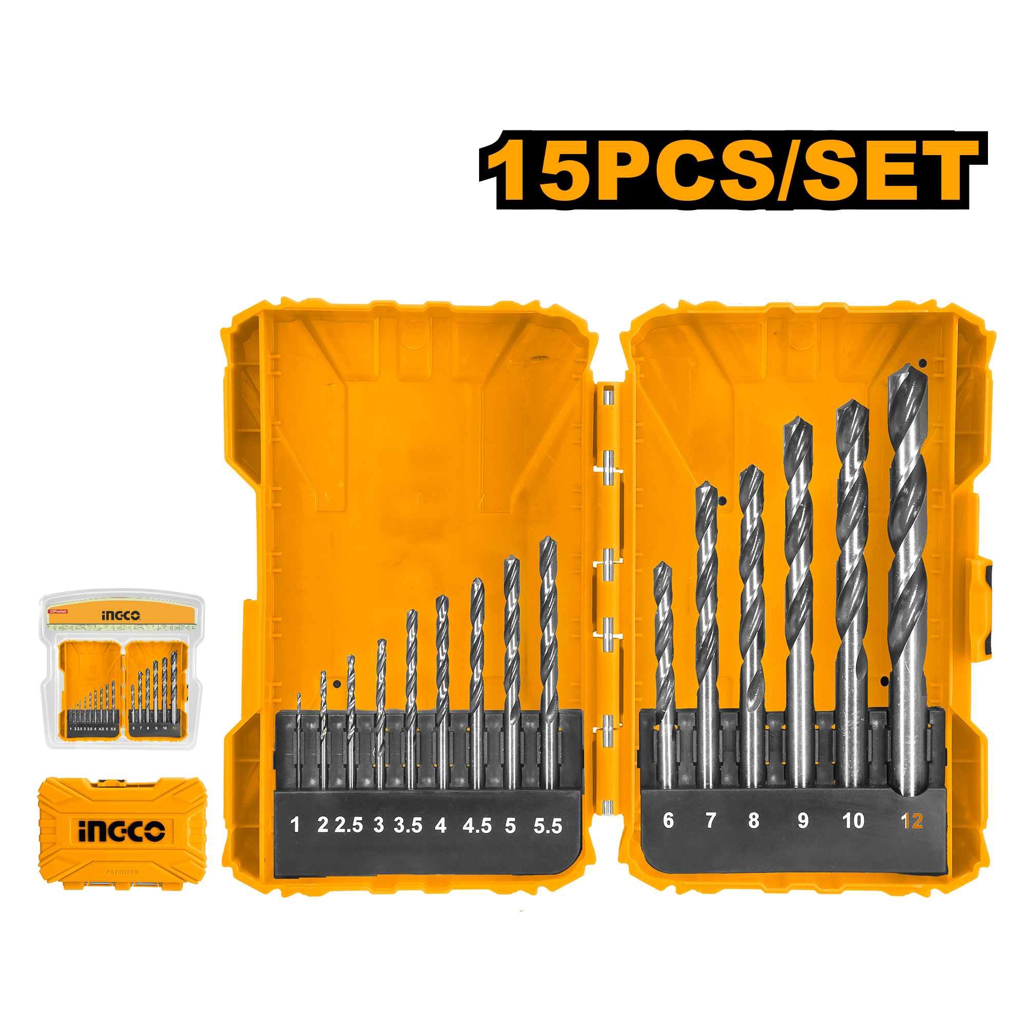 15Pcs hss drill bits set - AKDL51501 - INGCO