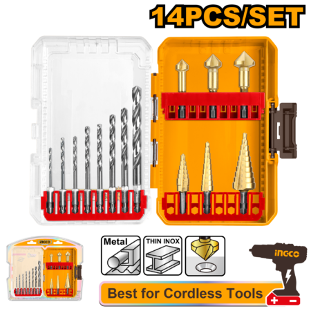 Drill bits and step drill bits 4341 hss 14pcs set - AKDL61401 - INGCO