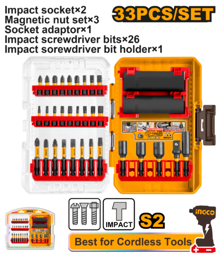 Impact screwdriver and sockets set 33pcs - AKDL63306 - INGCO