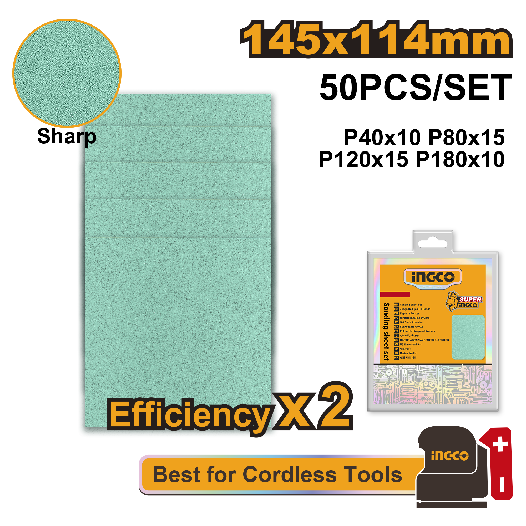 50Pcs sanding sheet - AKFS145115 - INGCO