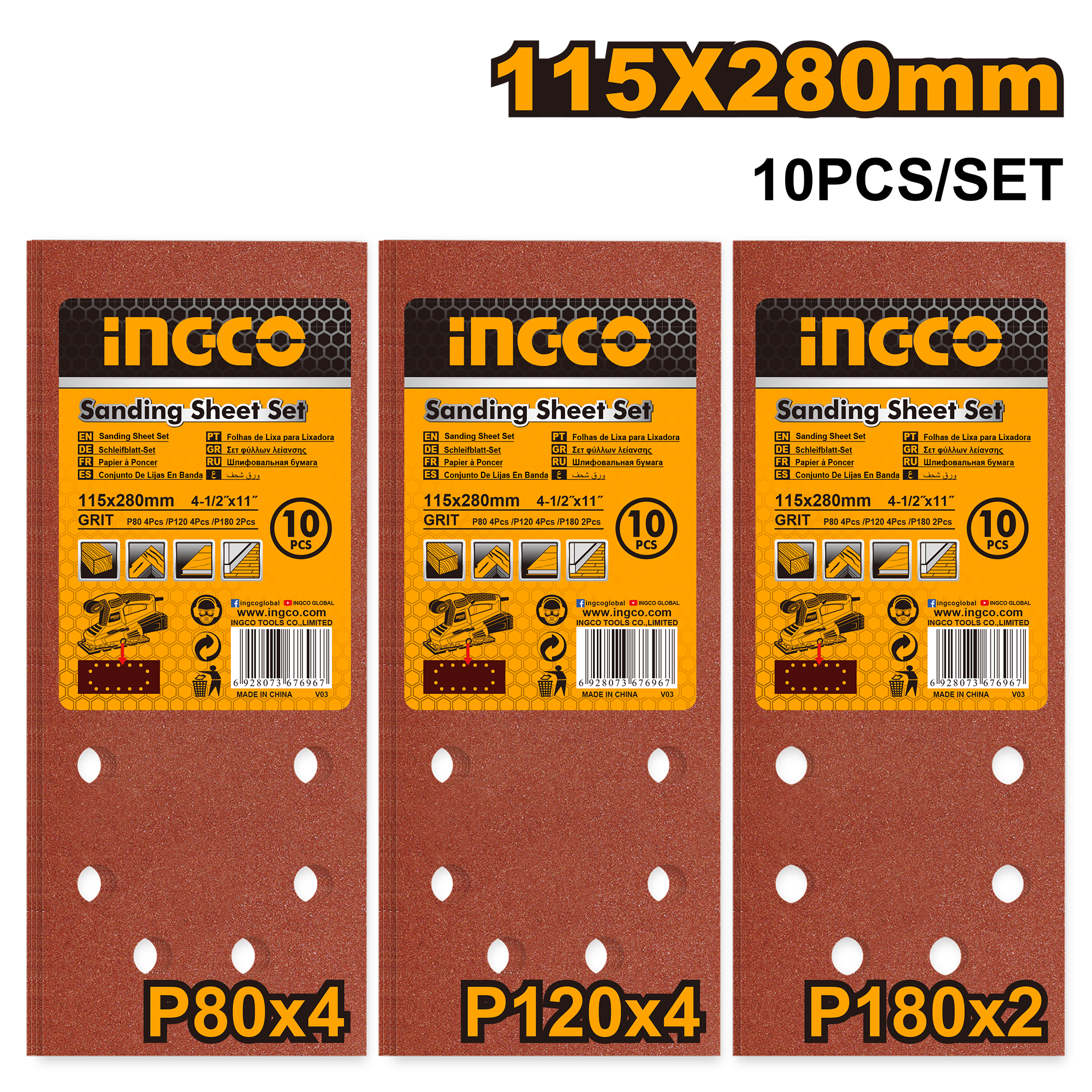 Sanding sheet for orbital sander 115χ280μμ - AKFS280101 - INGCO