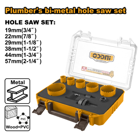 9Pcs plumbers bi metal hole saw set - AKH0091 - INGCO