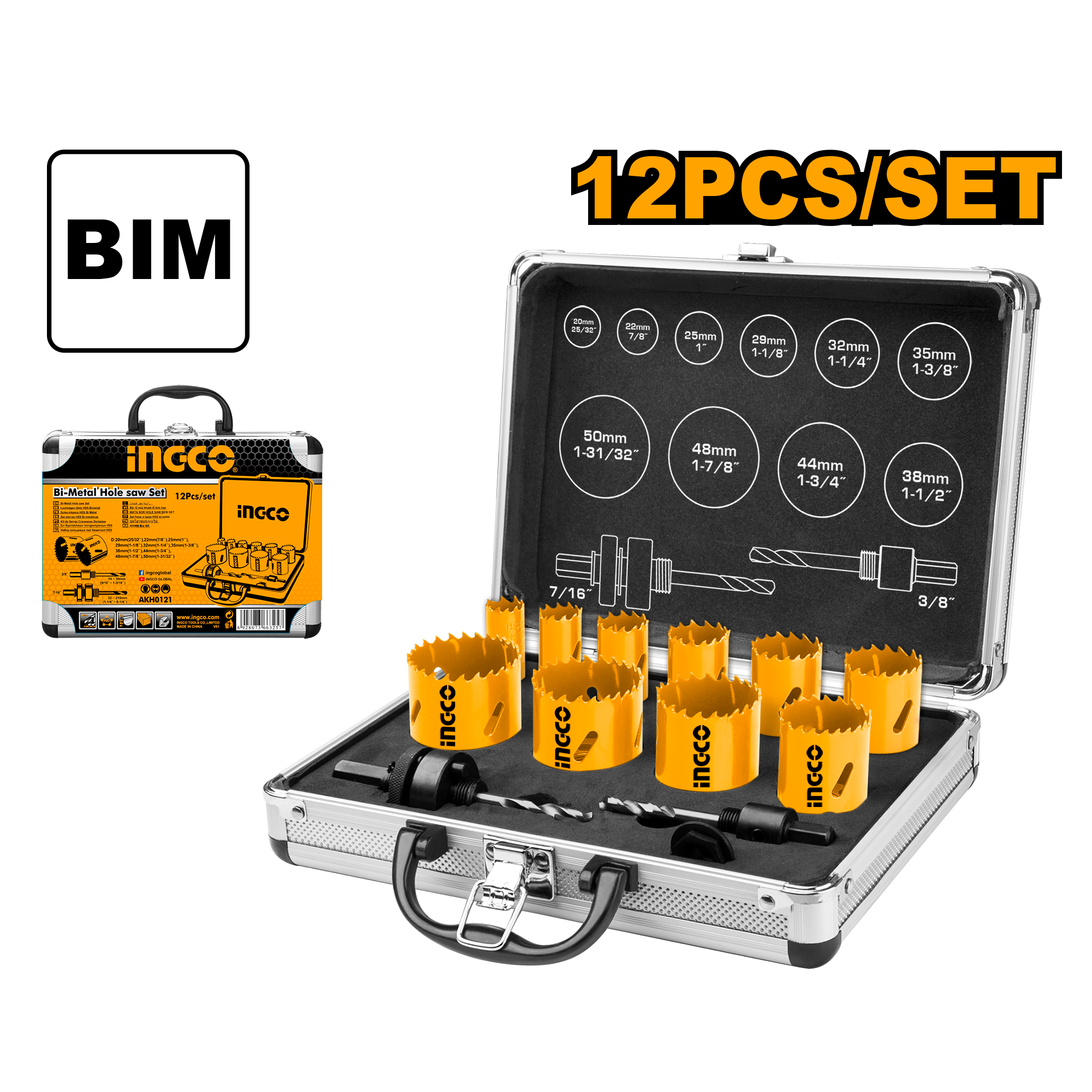 Bi metal hole saw set - AKH0121 - INGCO