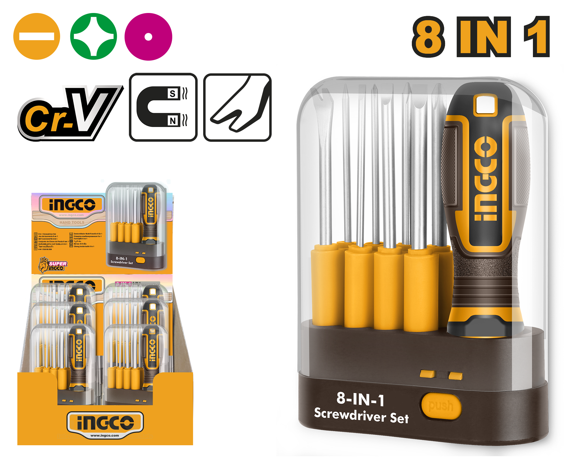 9Pcs interchangeable screwdriver set - AKISD0901 - INGCO