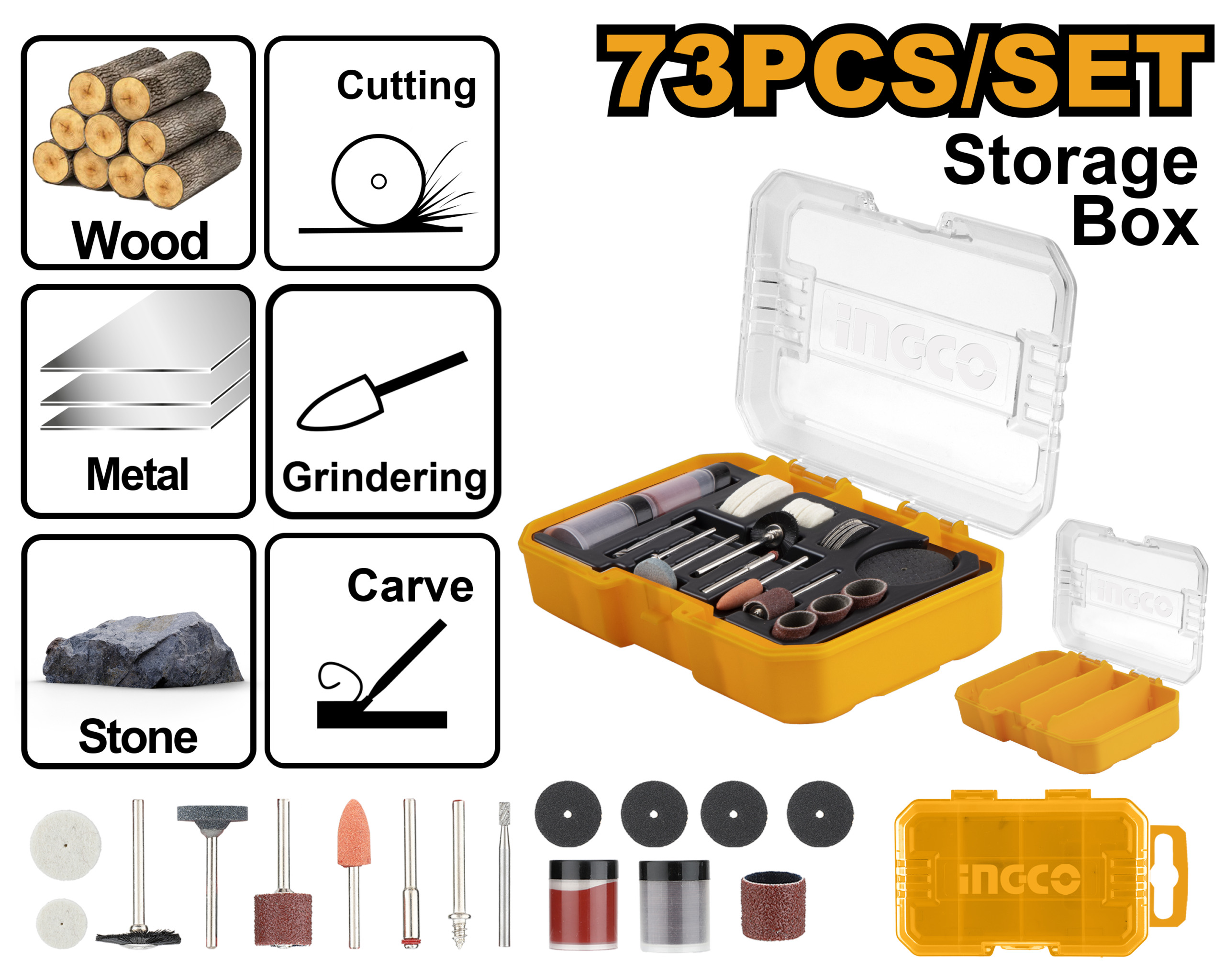 73Pcs general use set for mini drill - AKMG7072 - INGCO