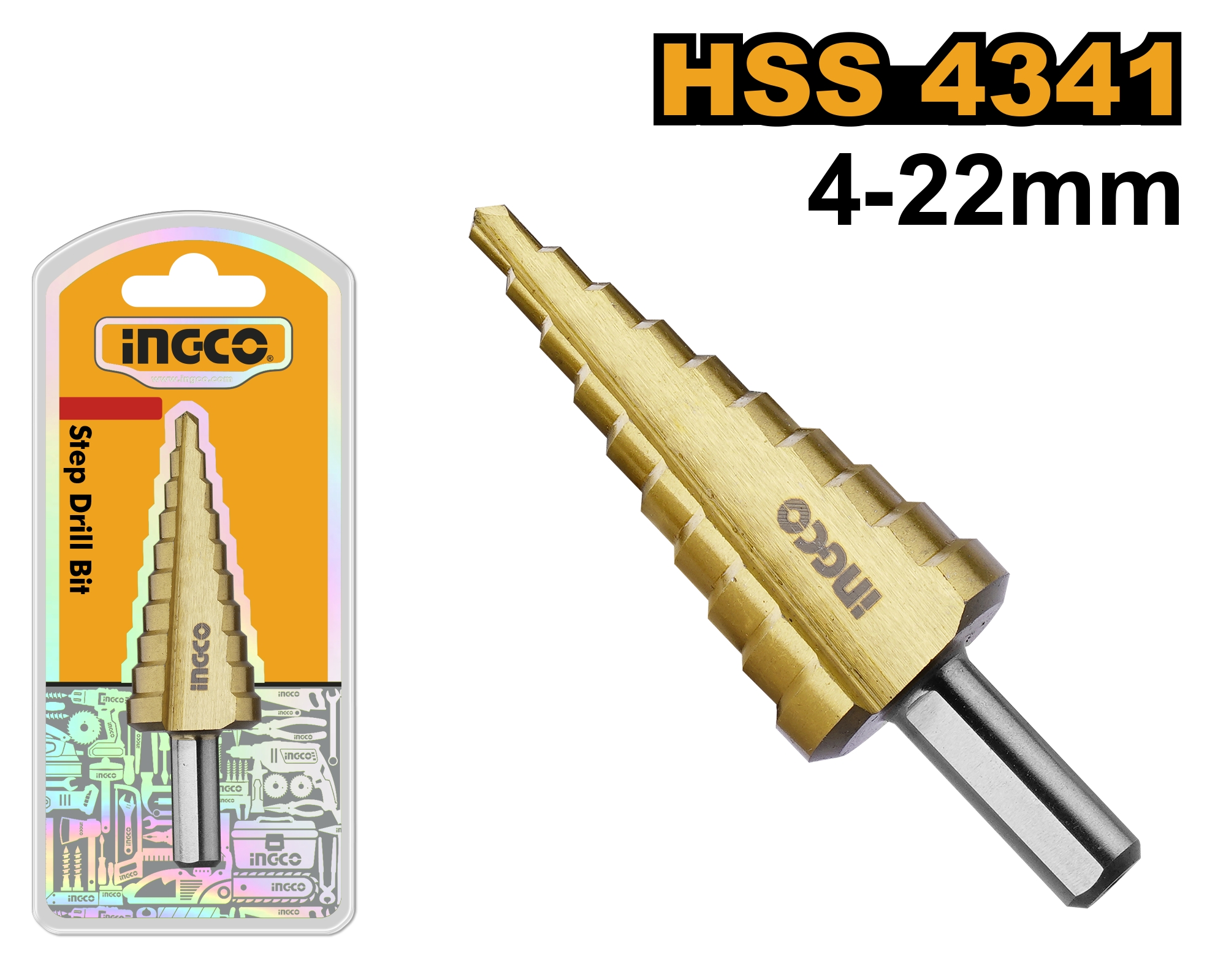 Step drill bit 4 22mm - AKSDS42203 - INGCO