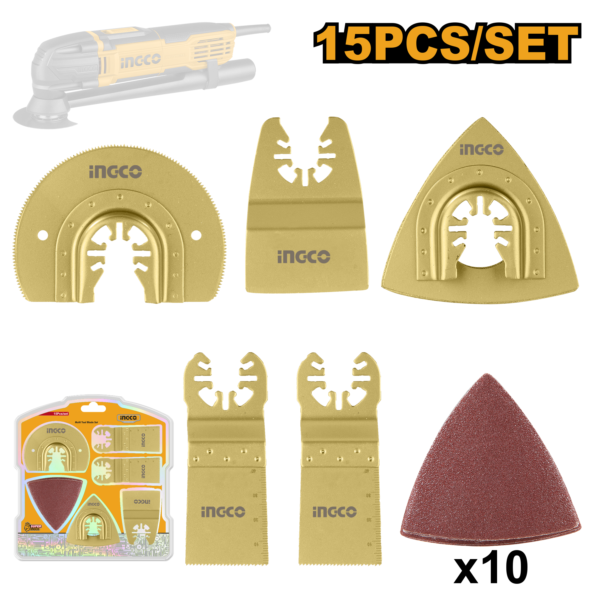 Multi tool blade set 15pcs - AKTMT1502 - INGCO