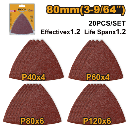 20Pcs delta sanding sheets 80mm - AKTS080201 - INGCO