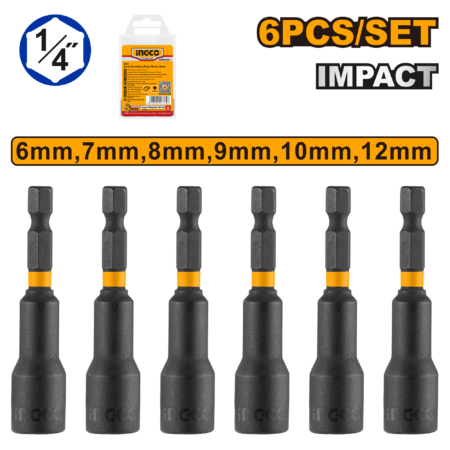 6Pcs impact magnetic nut set - AMN65061 - INGCO