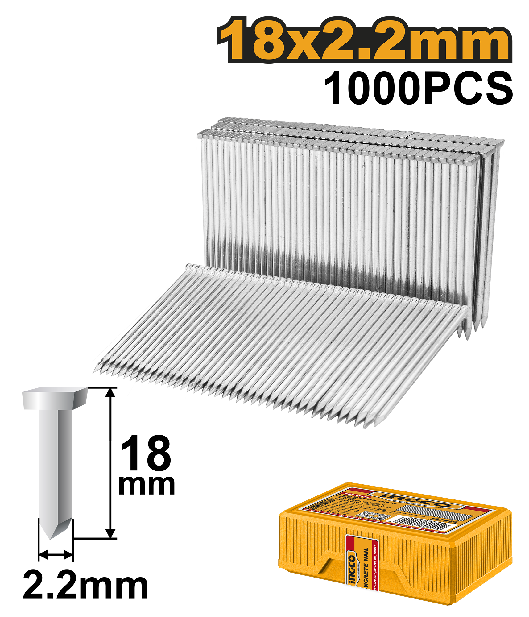 Concrete nail 18μμ 1000pcs - ANA01181 - INGCO