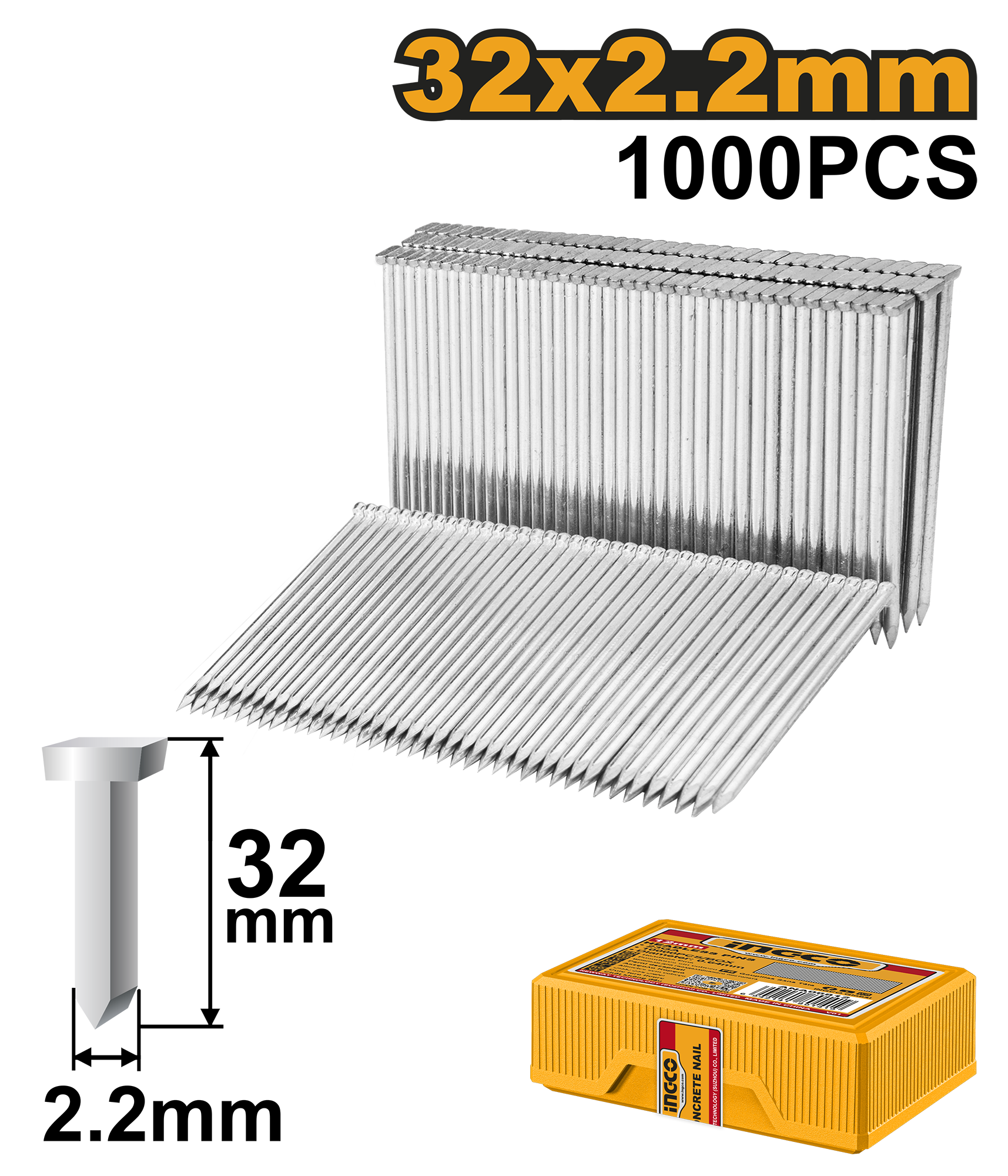 Concrete nail 32μμ 1000pcs - ANA01321 - INGCO