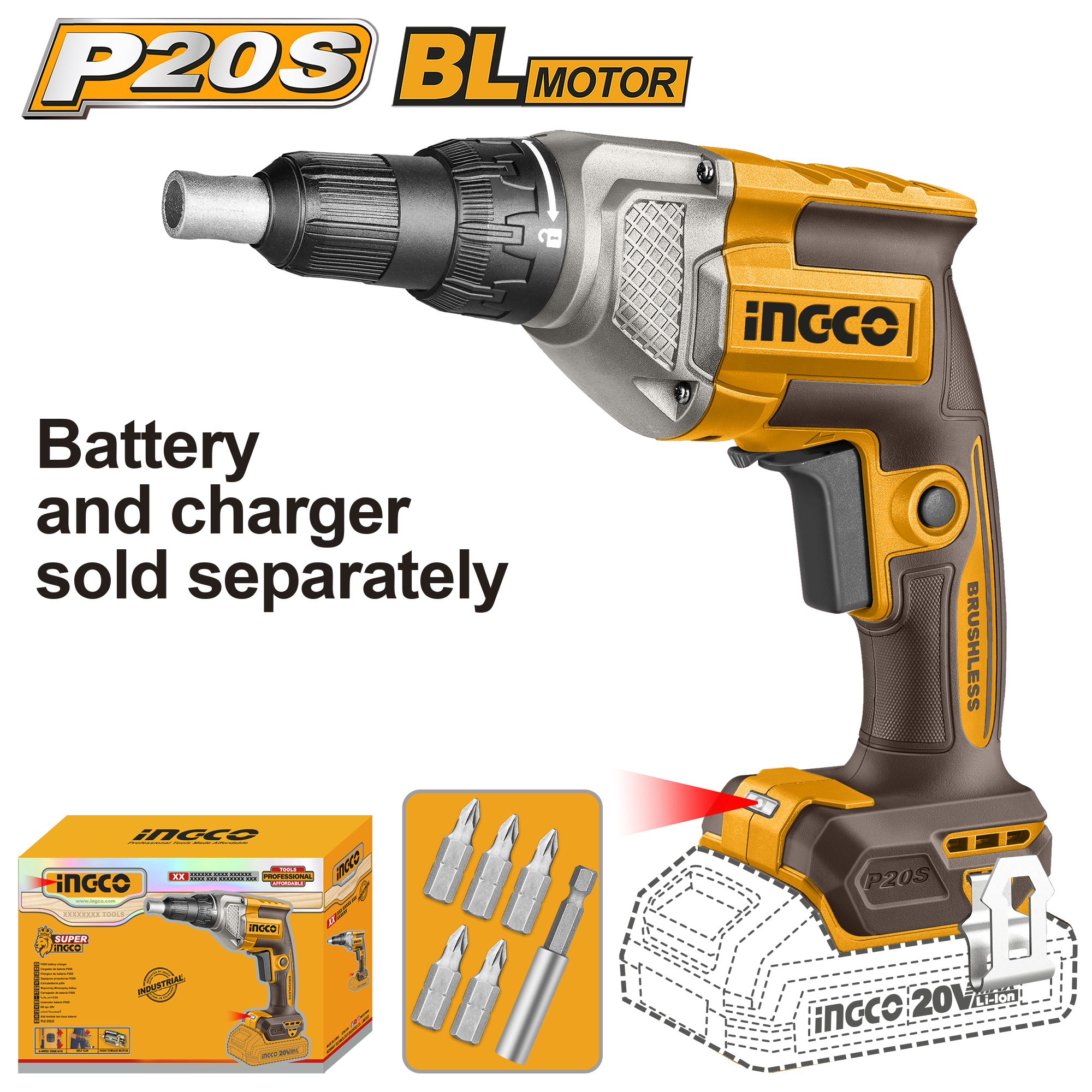 Cordless drywall screwdriver solo 20v - CDSLI20428 - INGCO