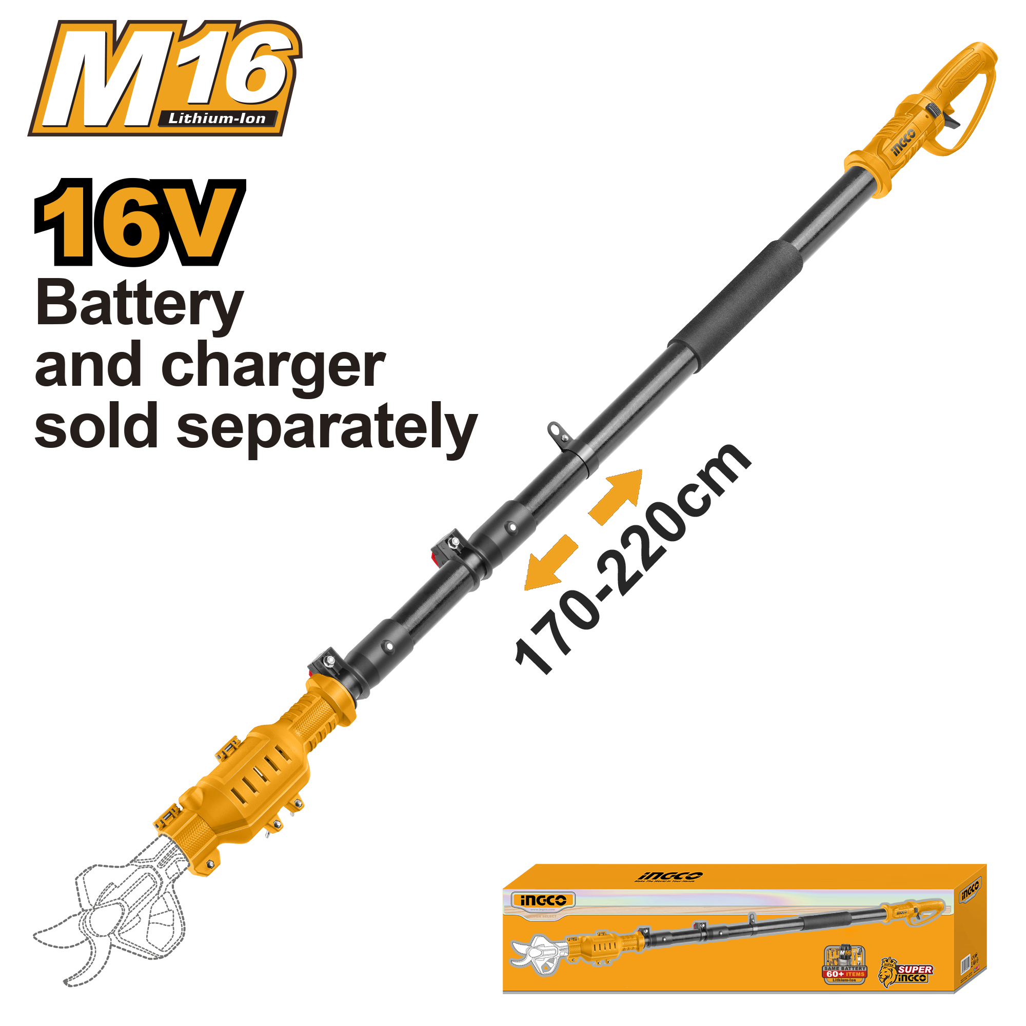 Foldable extension pole 16v solo - CERLI1658 - INGCO