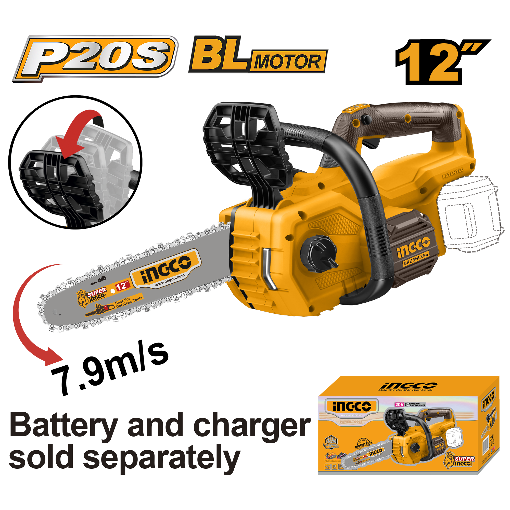 Lithium ion chain saw 12’’ solo - CGSLI20128 - INGCO