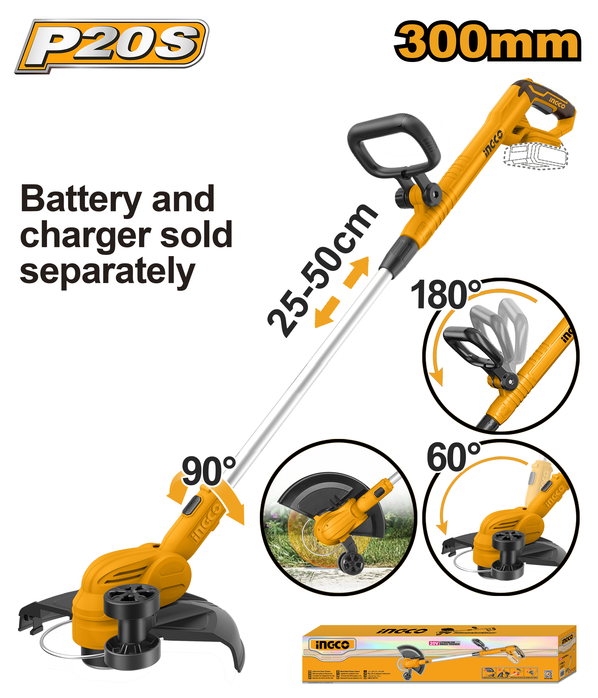 Lithium ion grass trimmer 20v solo - CGTLI20328 - INGCO