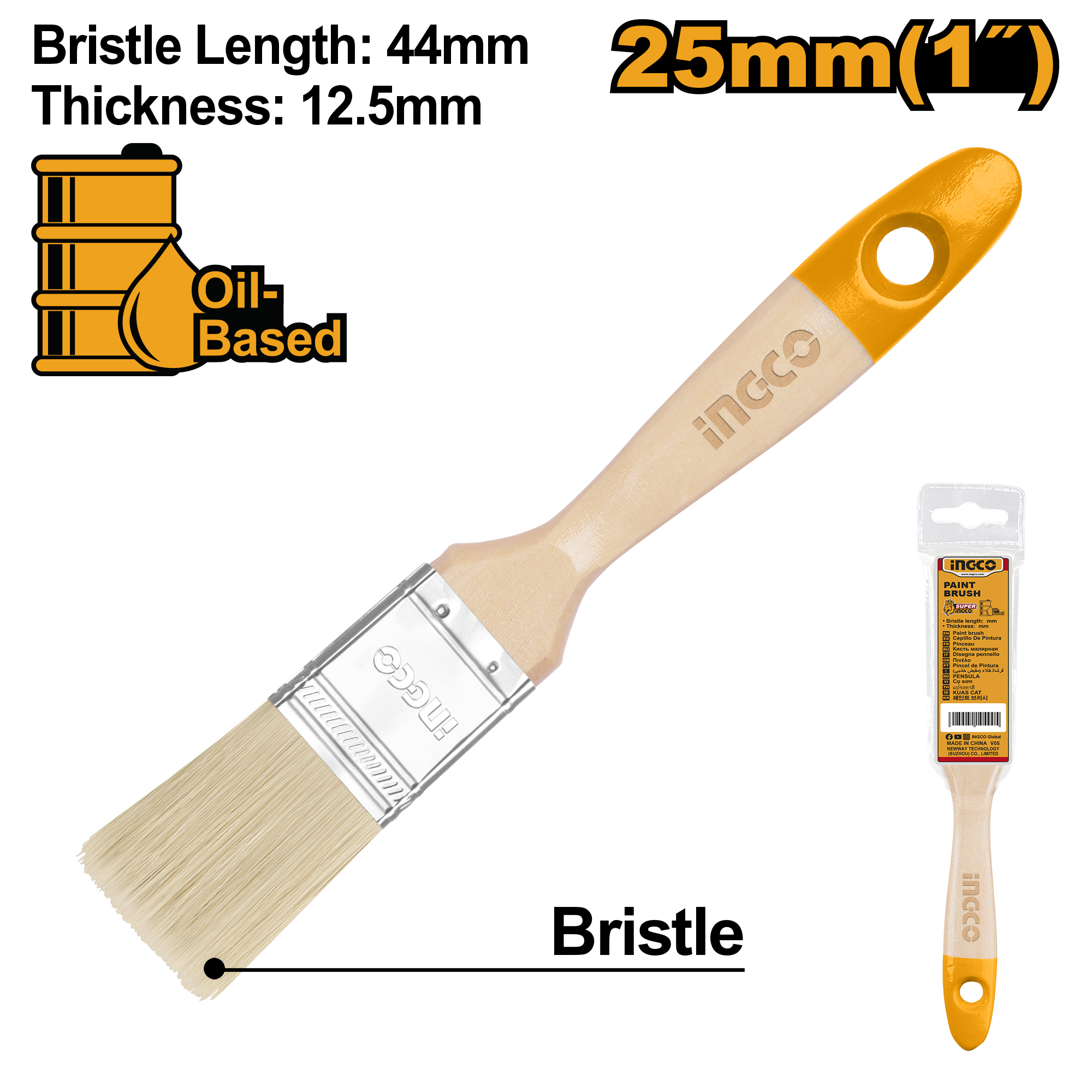Paint brush 25mm with wooden handle - CHPTB0101 - INGCO