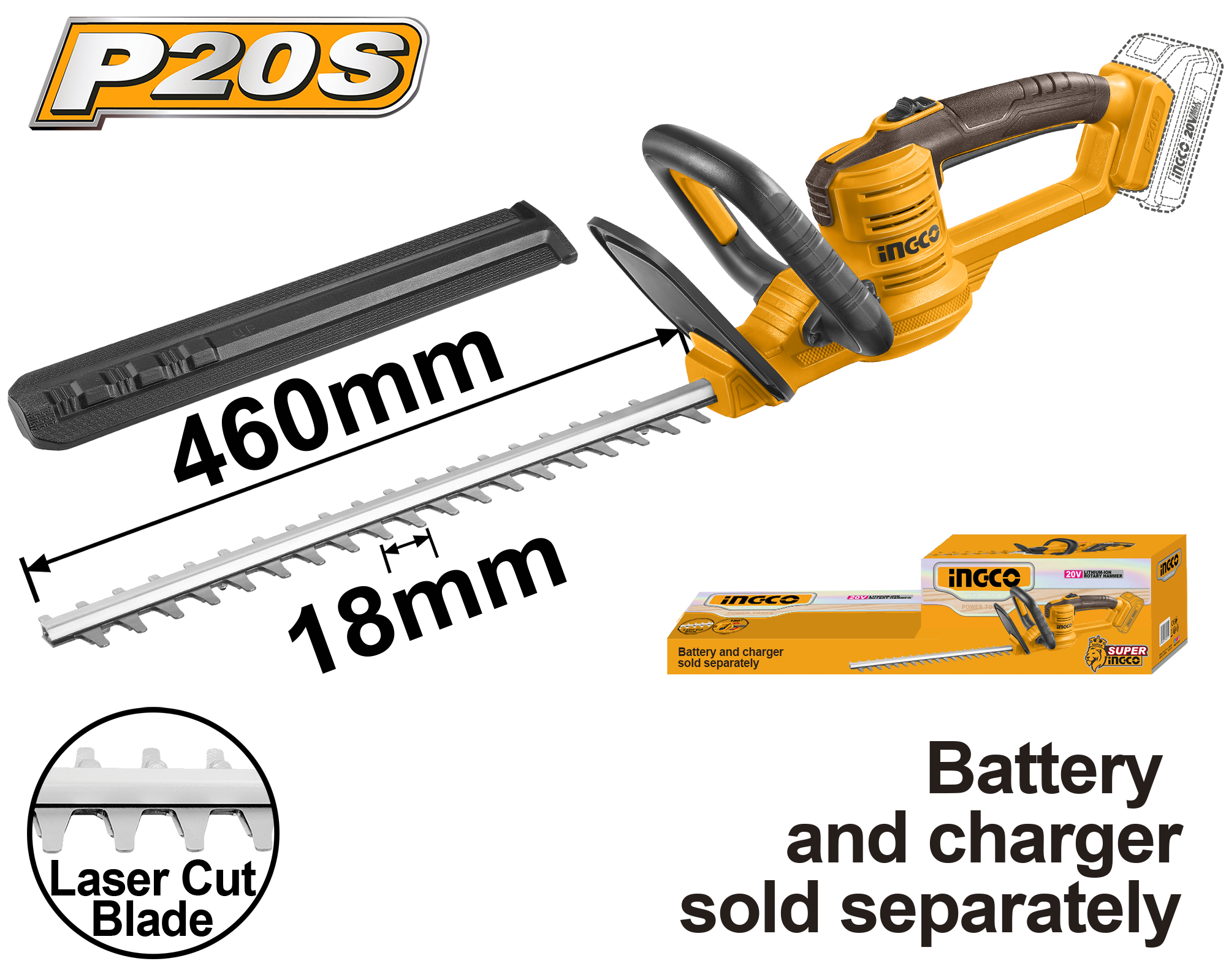 Lithium ion hedge trimmer 20v solo - CHTLI20018 - INGCO