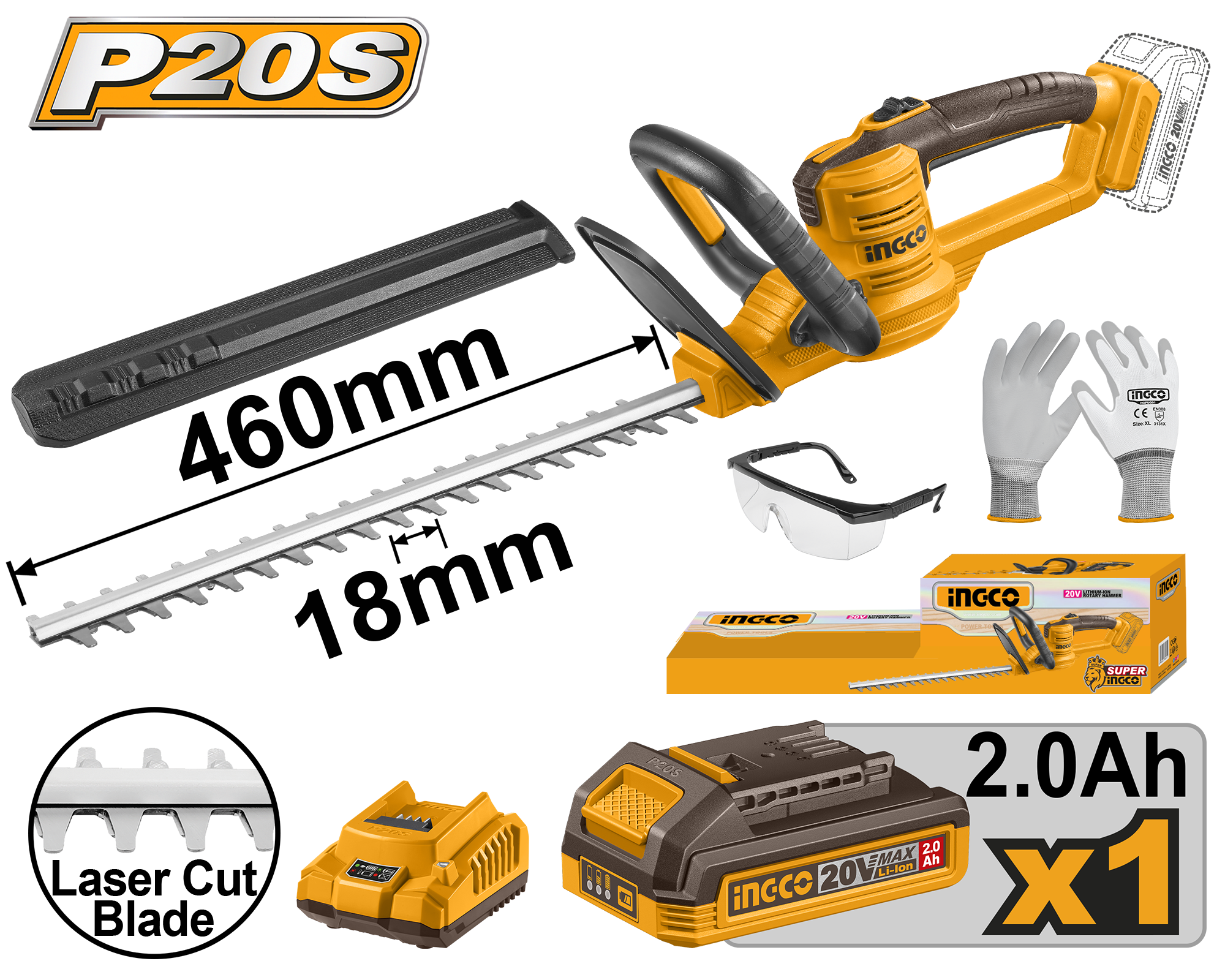 Lithium ion hedge trimmer 20v set - CHTLI20461 - INGCO