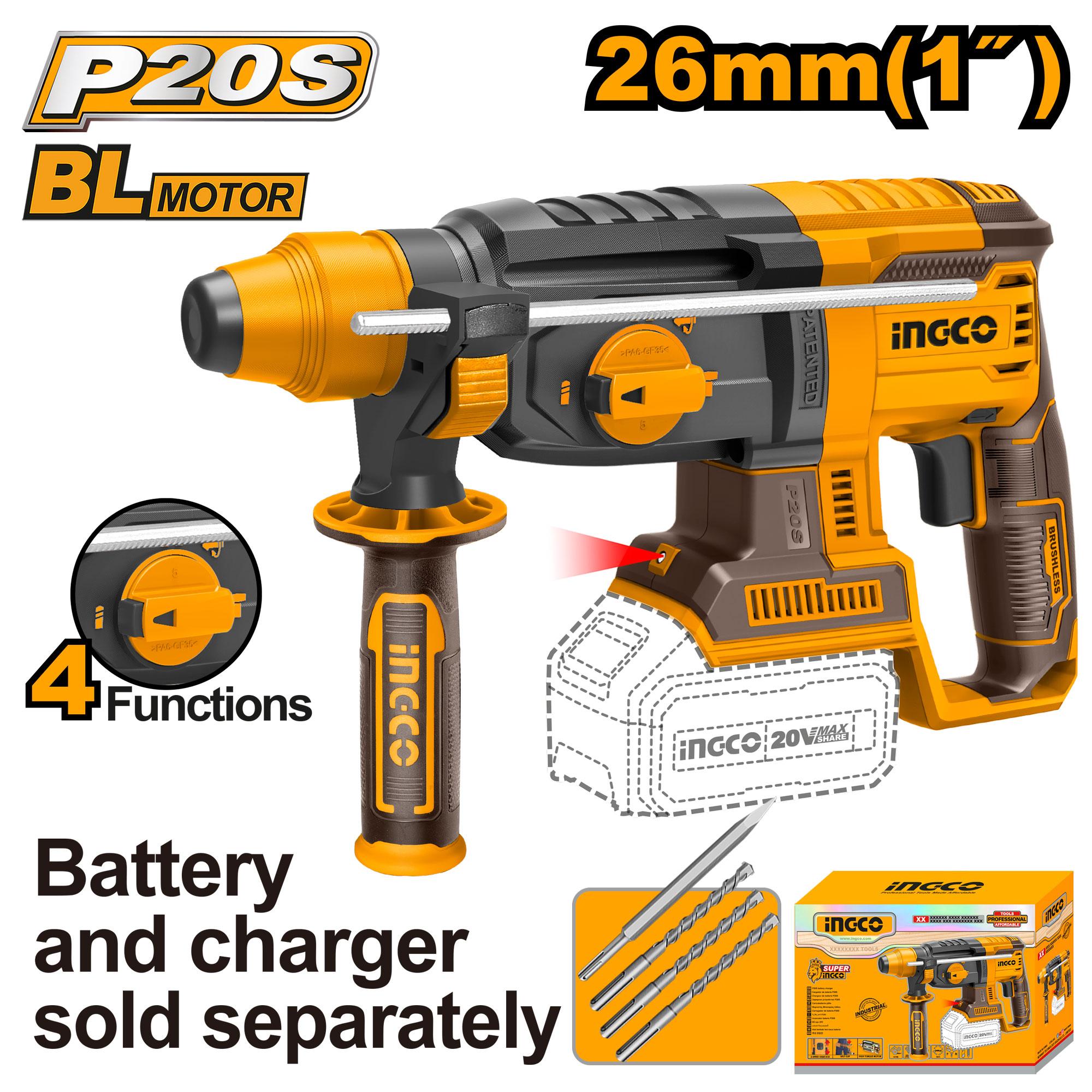 Ασύρματο Περιστροφικό Κρουστικό Σκαπτικό 20V - CRHLI20228 – Ingco