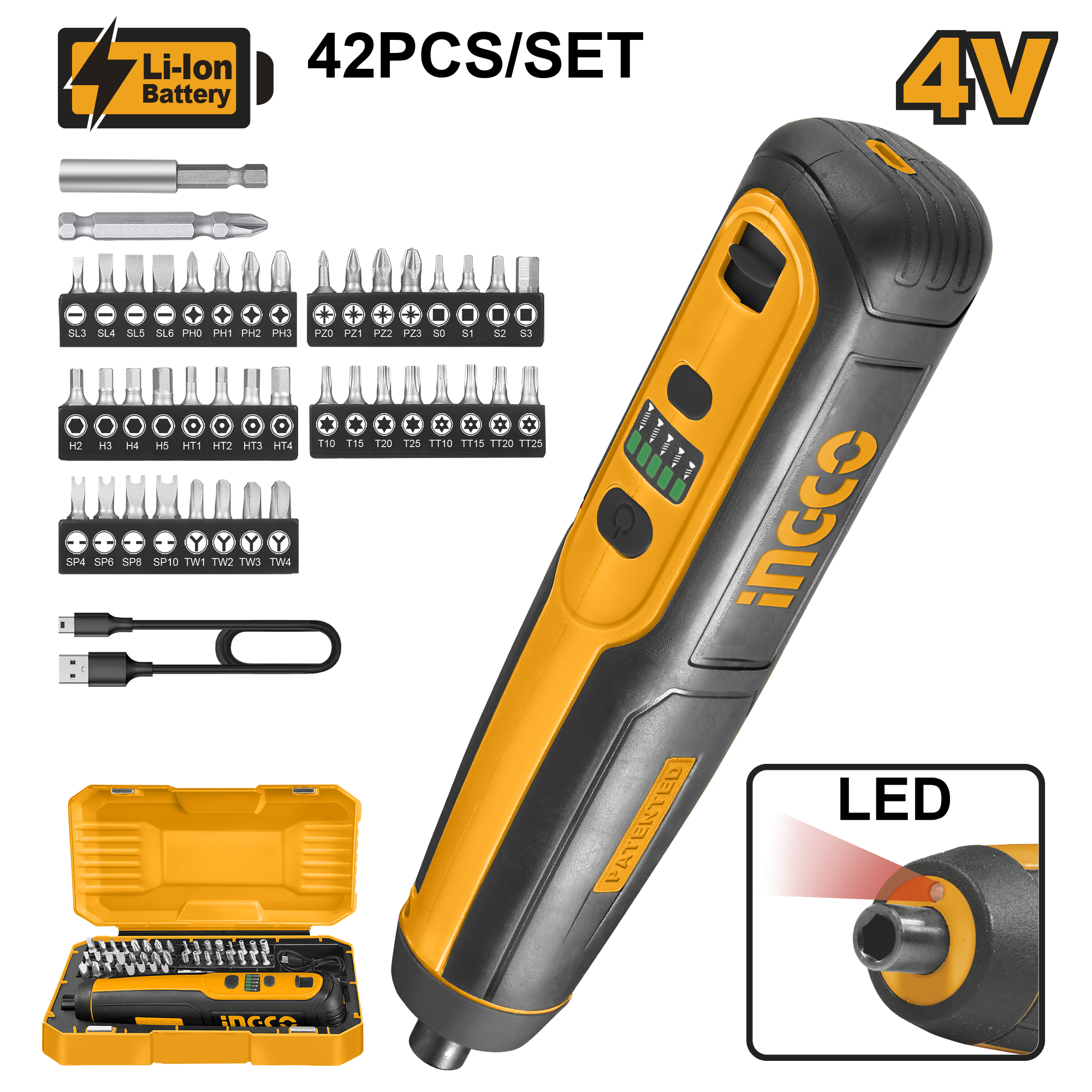 Lithium ion cordless screwdriver 4v - CSDLI0403 - INGCO
