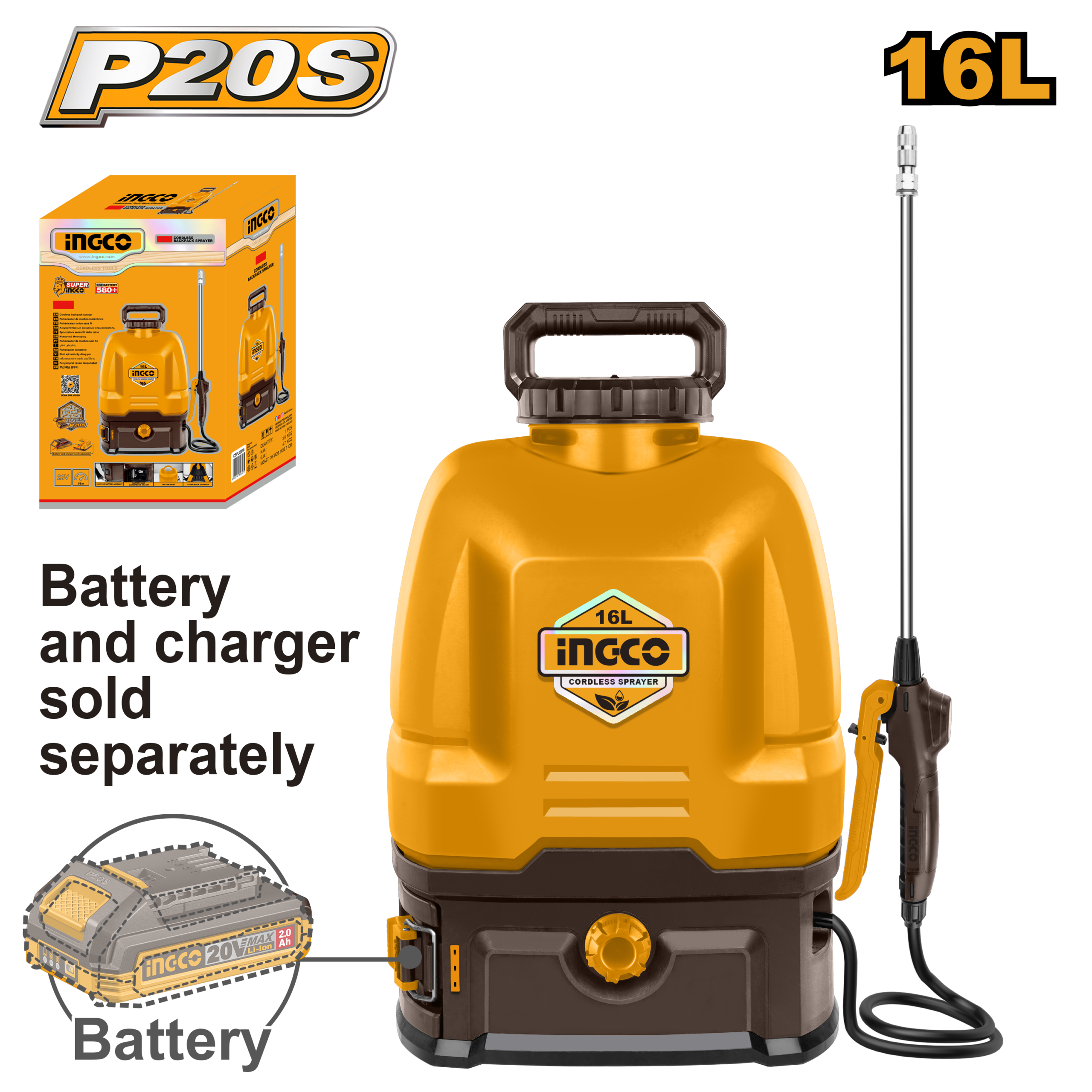 Cordless sprayer 16l - CSPLI2016 - INGCO