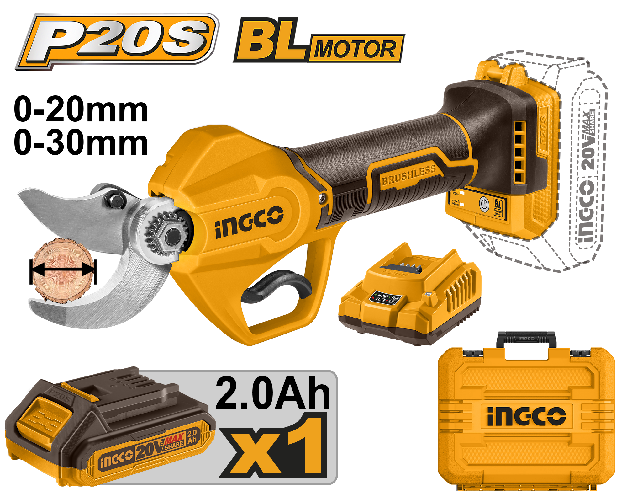 Lithium ion gauge straight shear 20v set - CSSLI203083 - INGCO