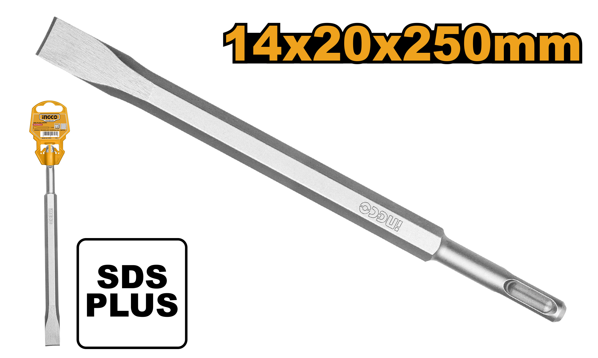Sds plus chisel flat 14x250 25mm - DBC0122501 - INGCO