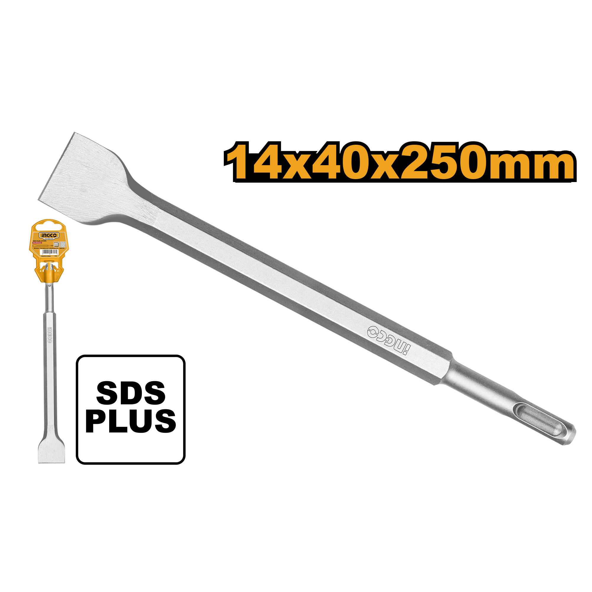 Sds plus chisel flat 14x250 40mm - DBC0122502 - INGCO