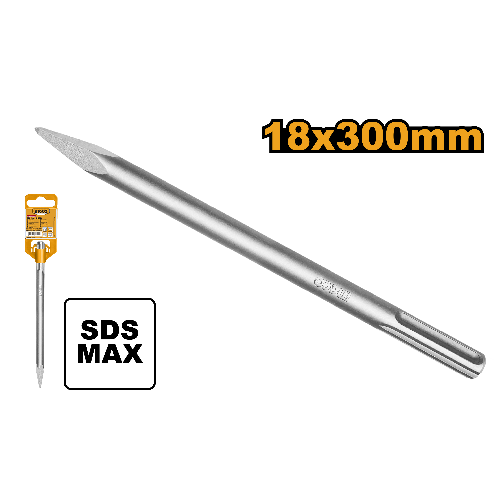 Sds max chisel pointed 18x300mm - DBC0212801 - INGCO