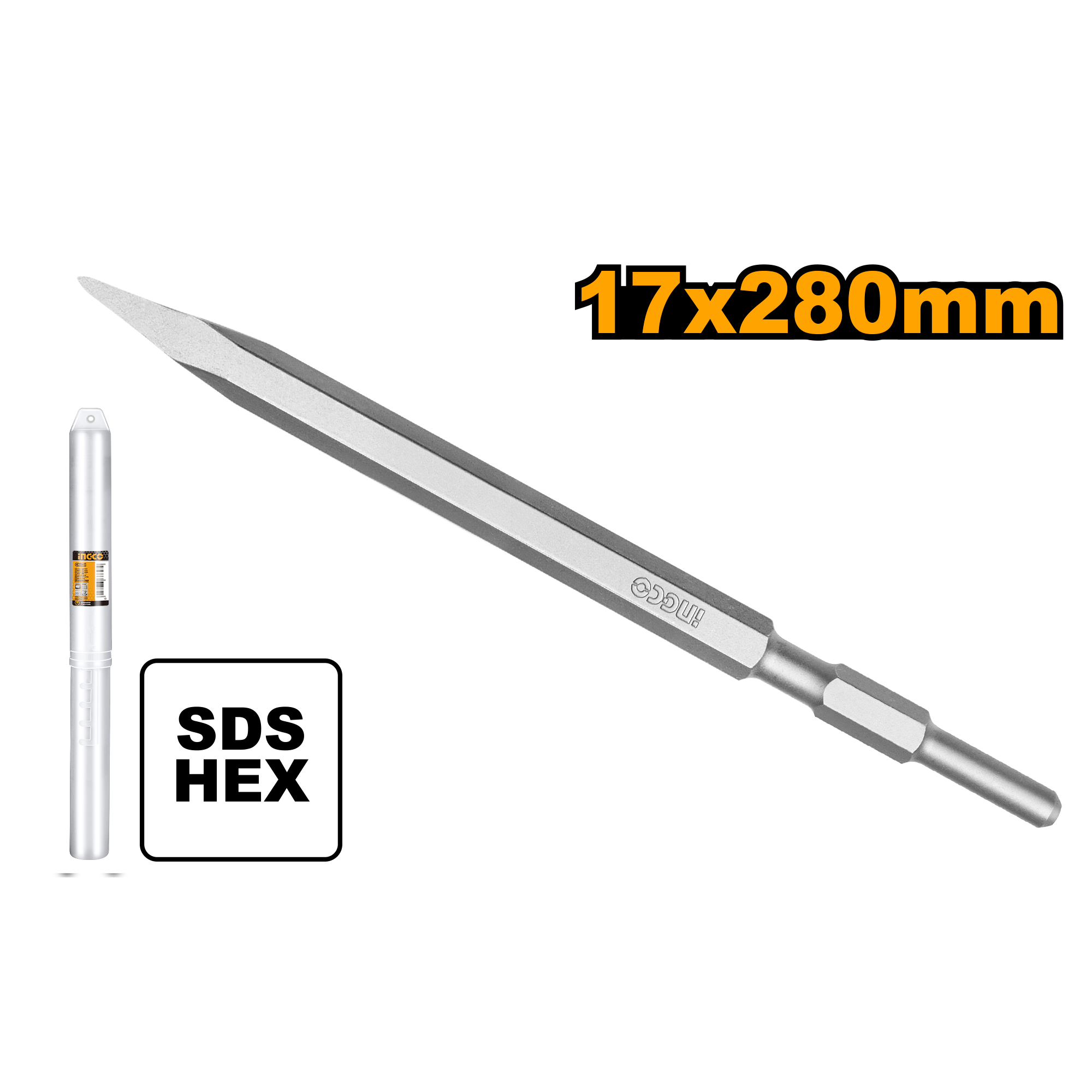 Hex chisel pointed 17x280mm - DBC0512801 - INGCO