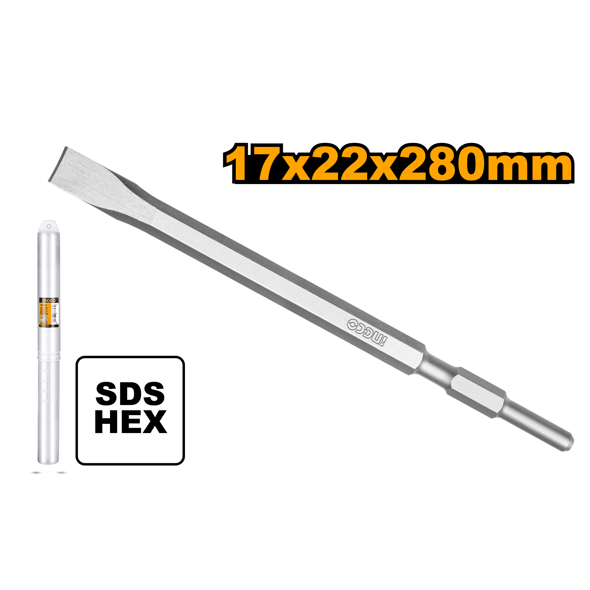 Hex chisel flat 17x280 22mm - DBC0522801 - INGCO