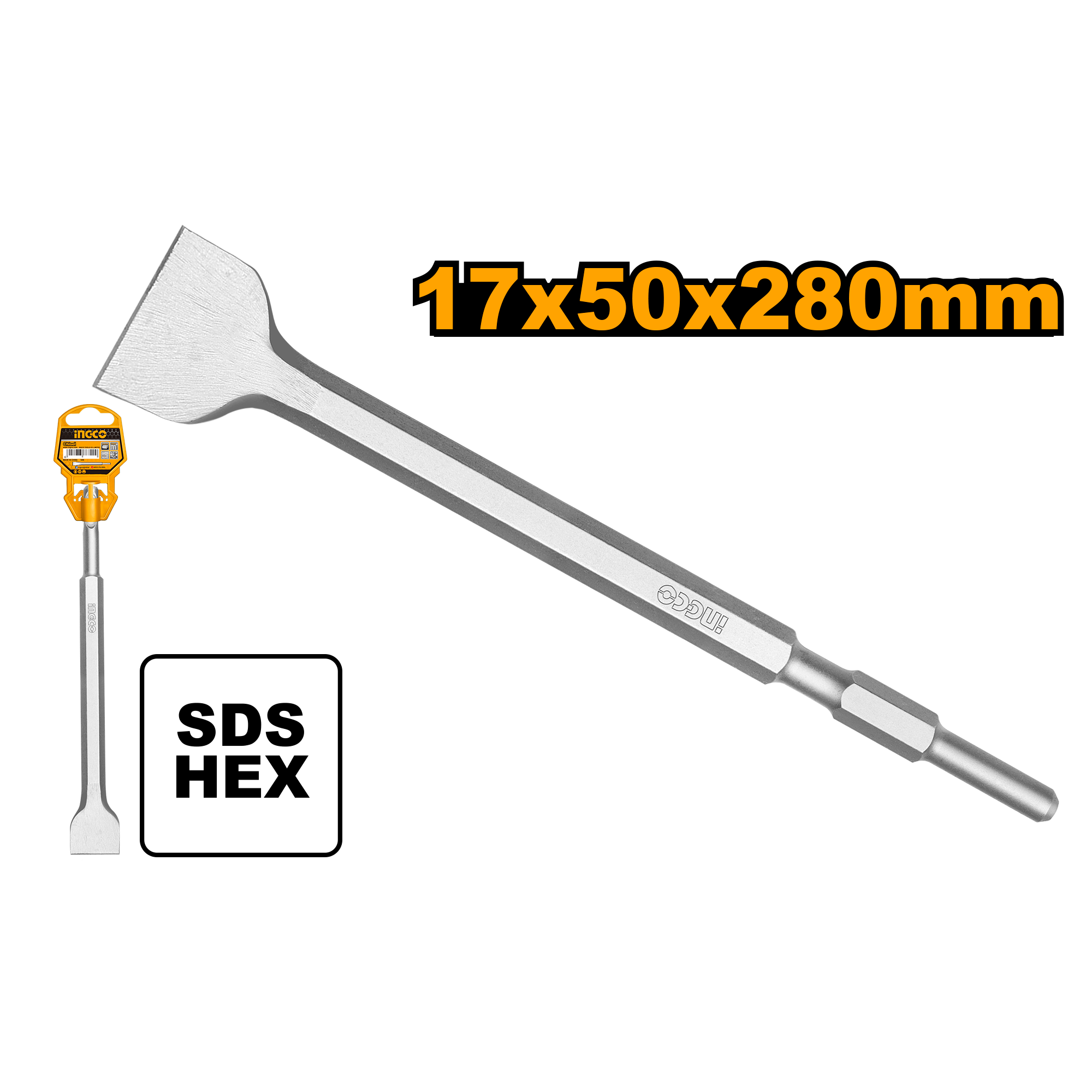 Hex chisel flat 17x280 50mm - DBC0522802 - INGCO