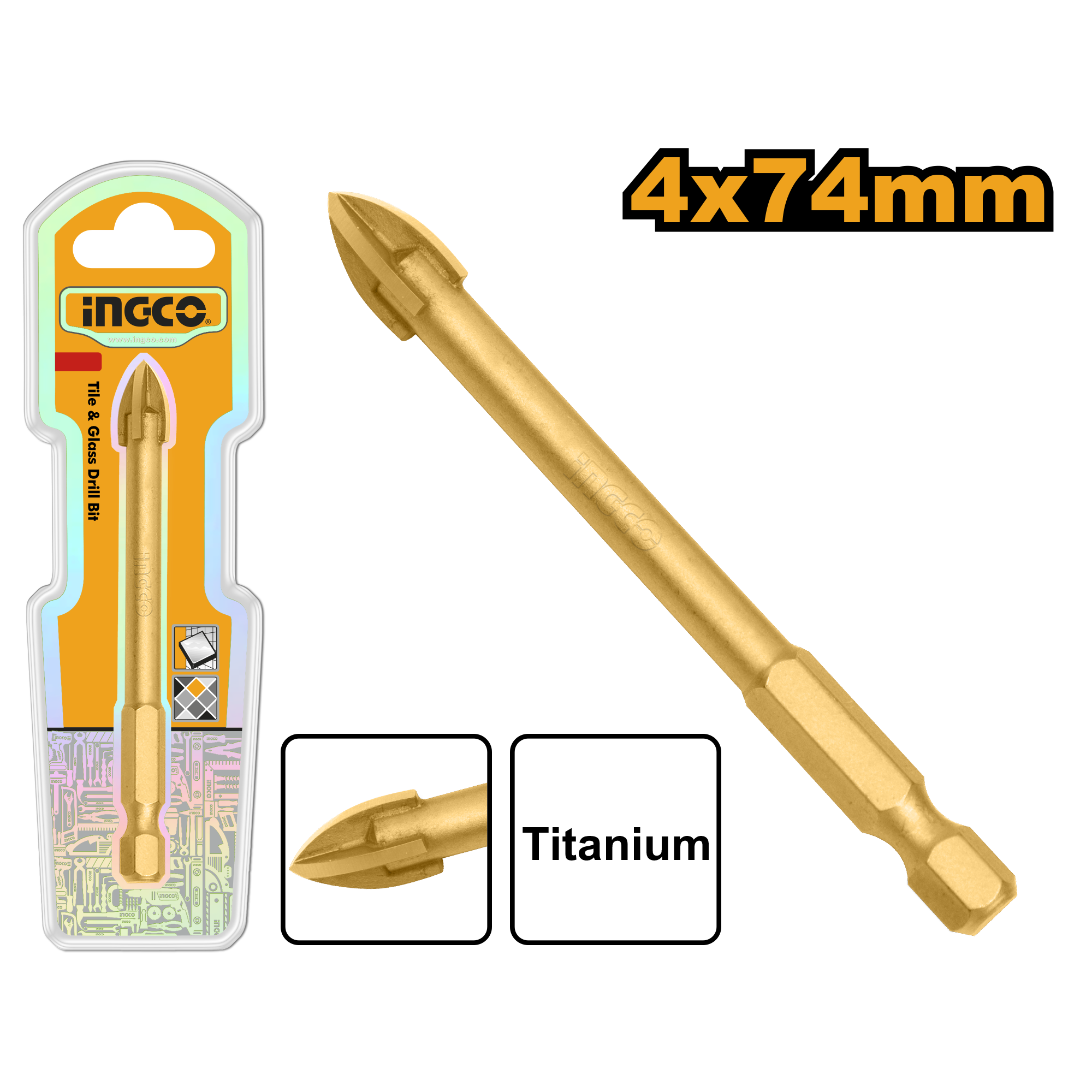 Tile and glass drill bit 4x74mm - DBG1130401 - INGCO