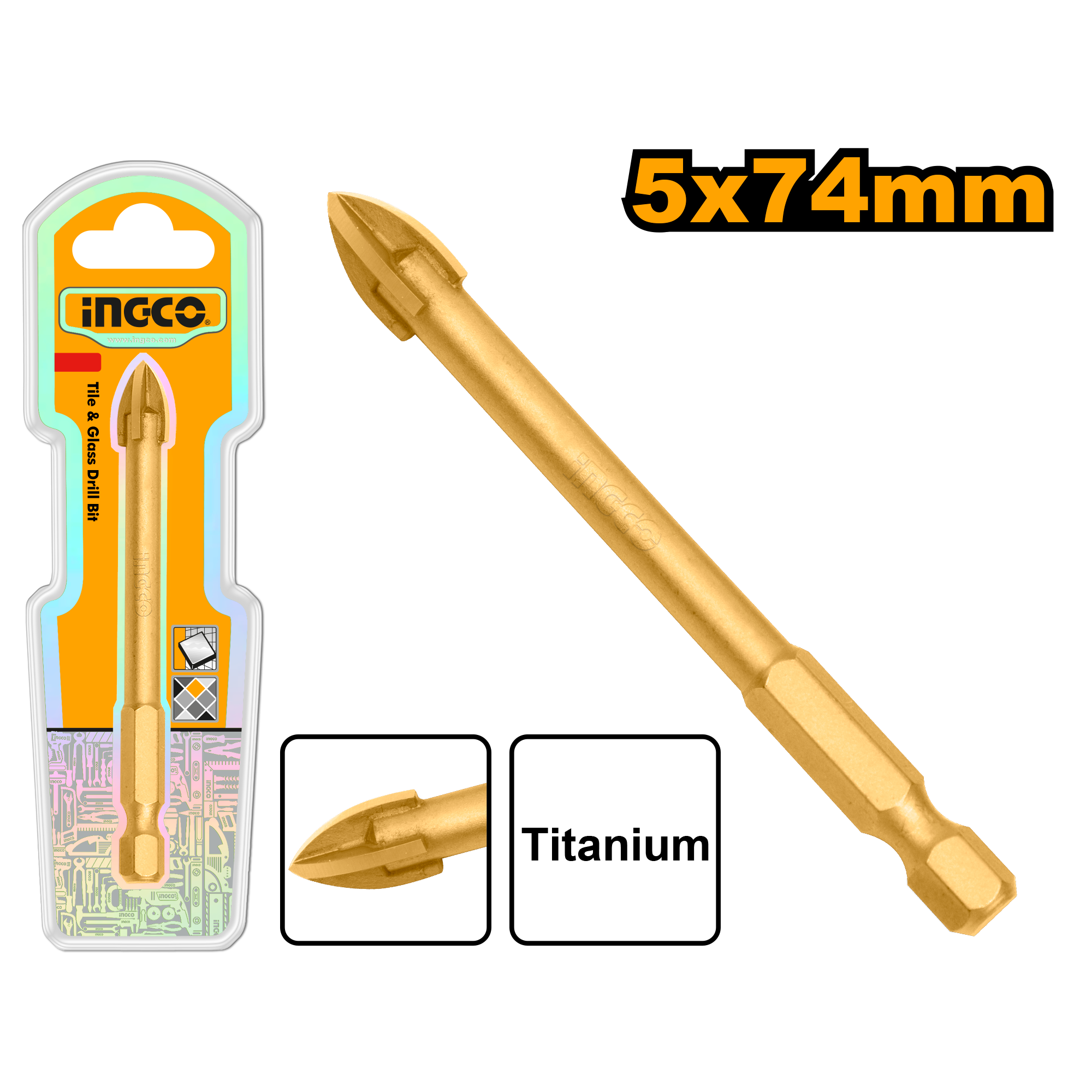 Tile and glass drill bit 5x74mm - DBG1130501 - INGCO