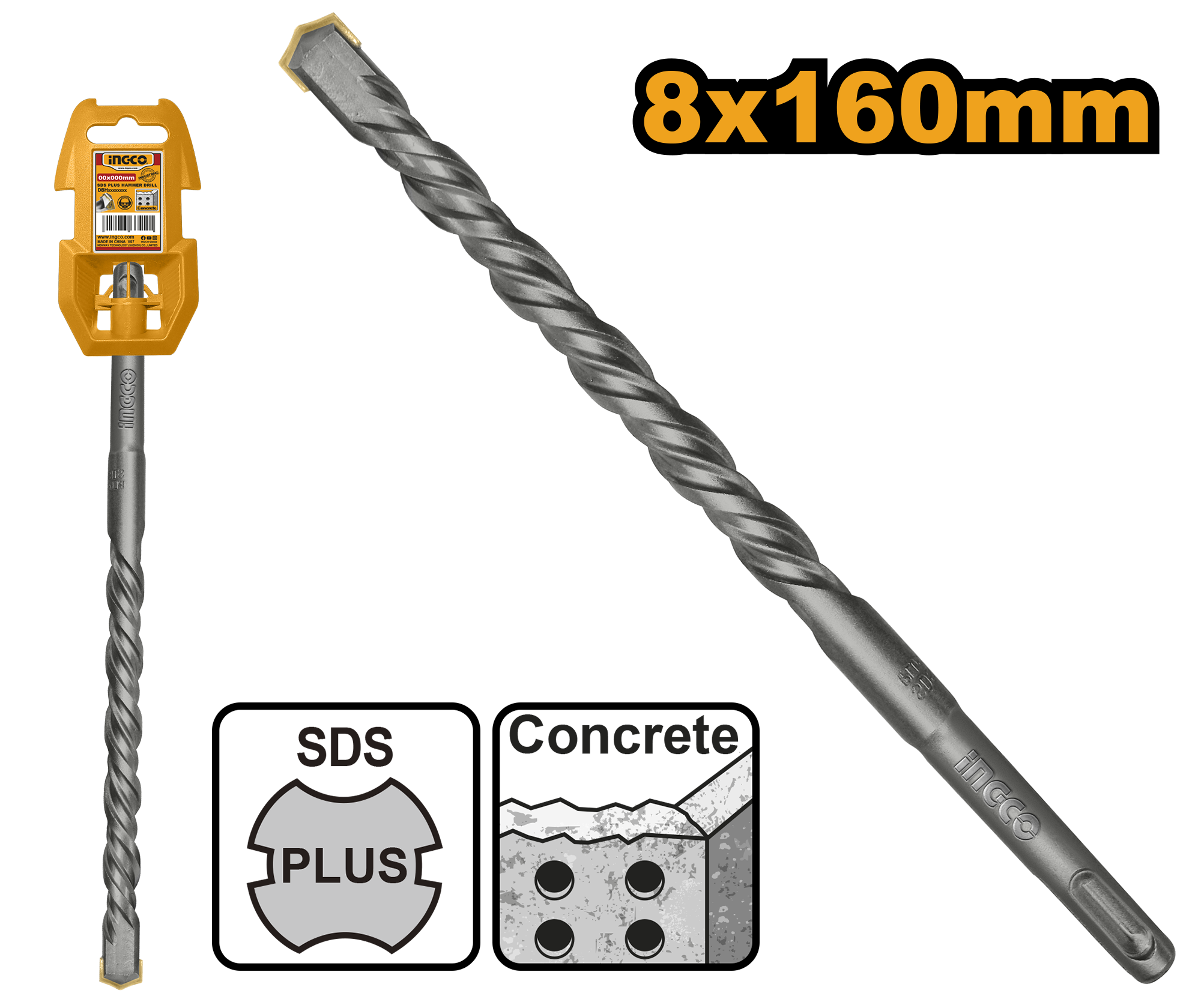 Sds plus hammer drill bits 8χ160μμ - DBH1210802 - INGCO