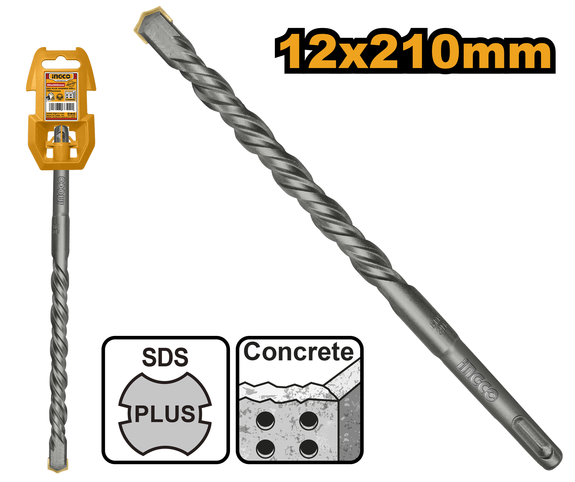 Sds plus hammer drill bits 12x210mm - DBH1211202 - INGCO