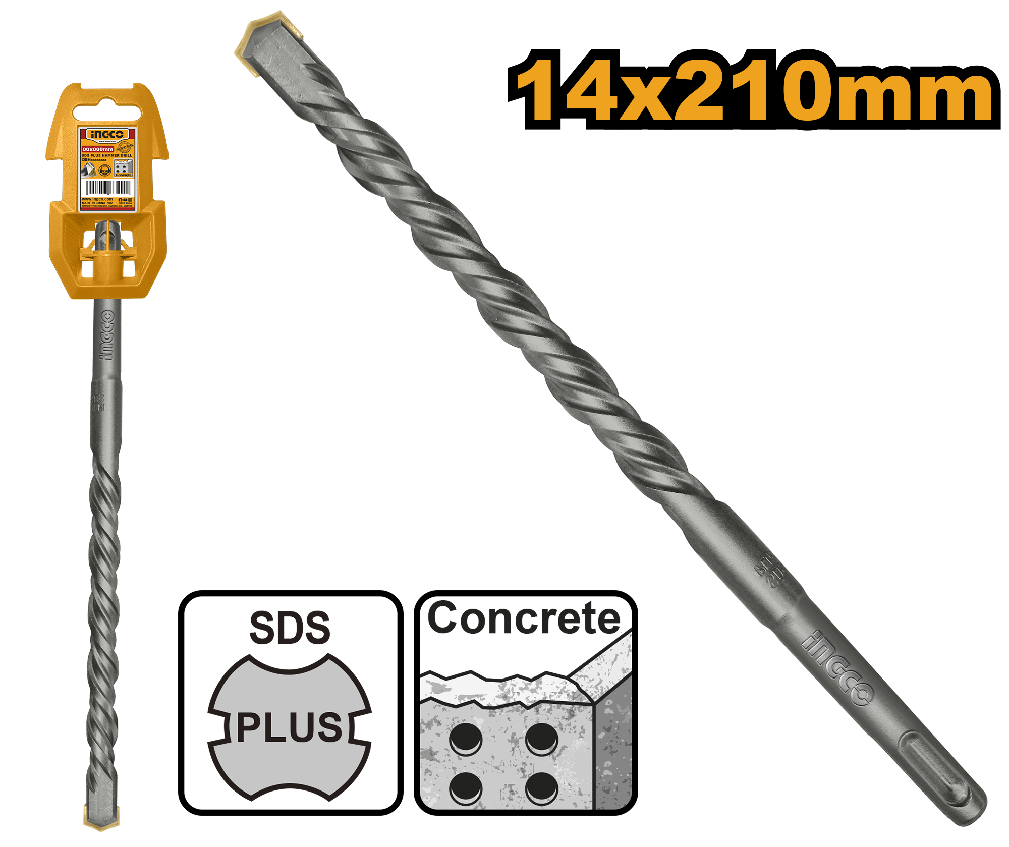 Sds plus hammer drill bits 14x210mm - DBH1211402 - INGCO