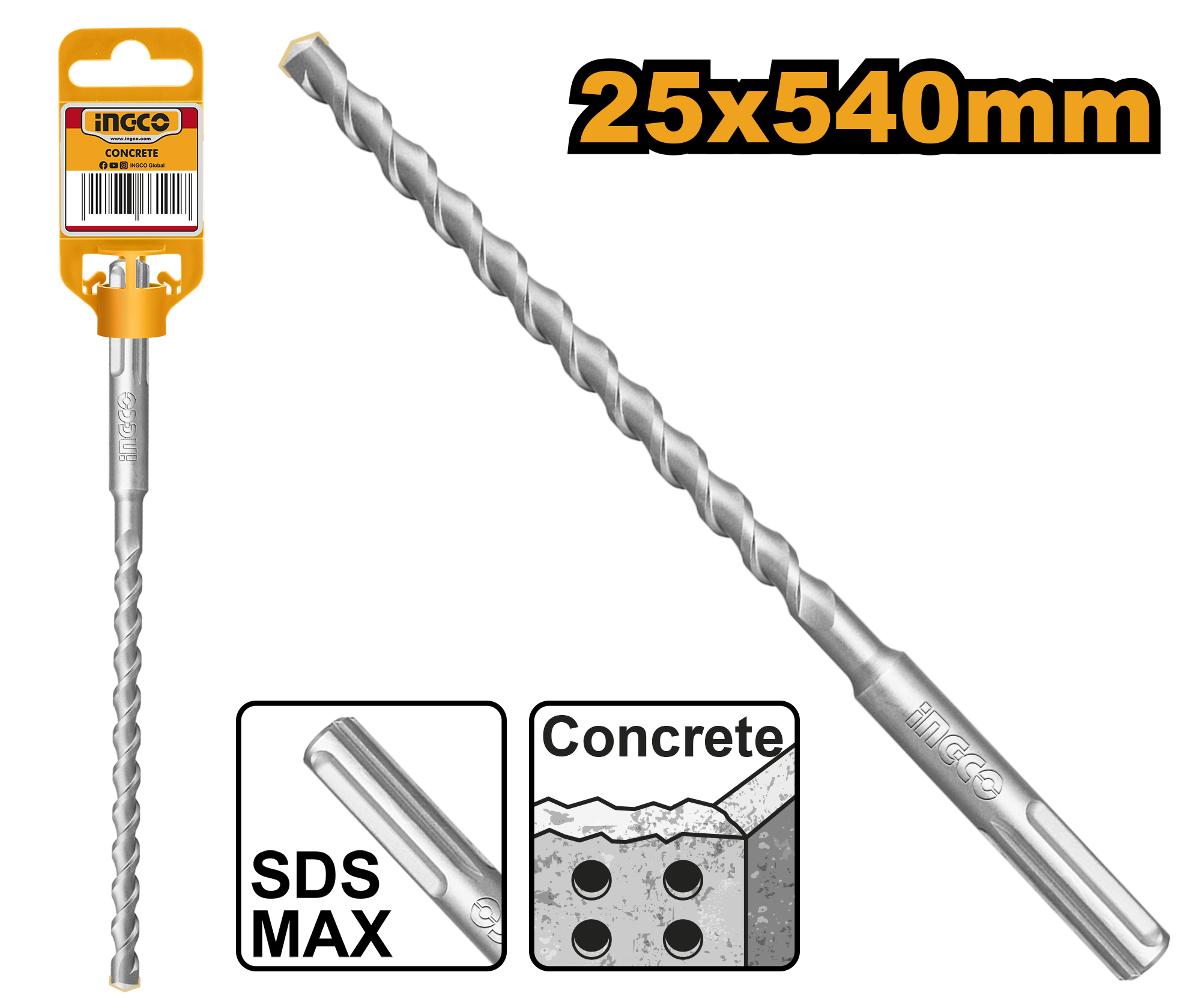 Sds max hammer drill bits 25x540mm - DBH1242505 - INGCO