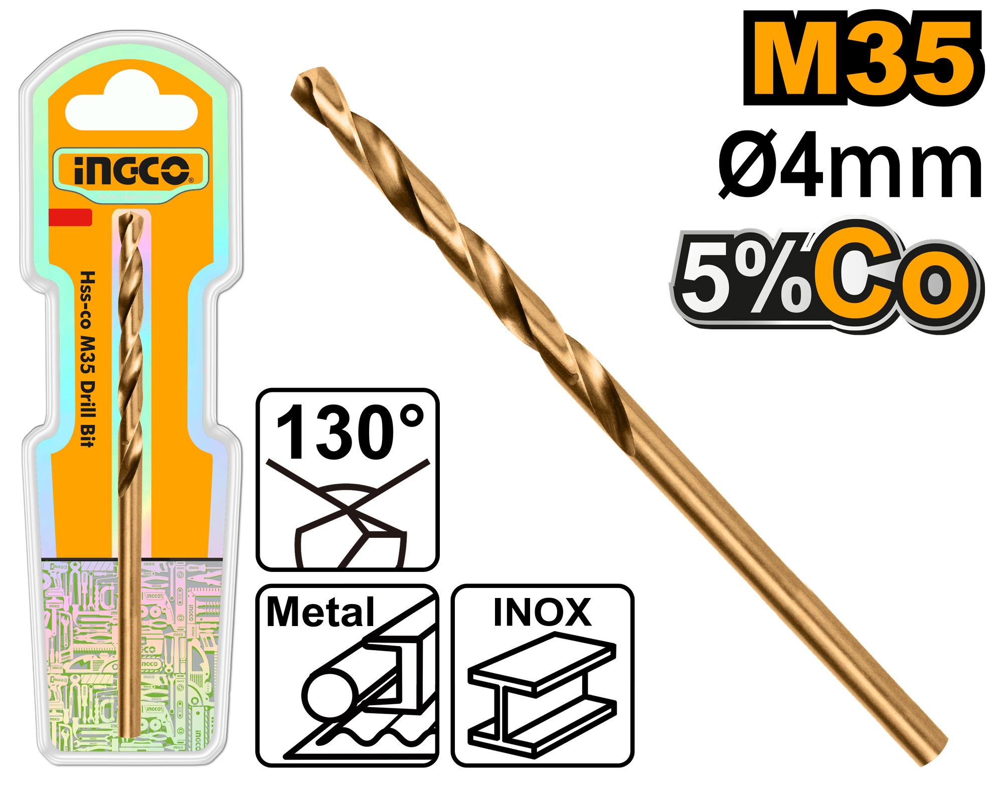 Hss m35 drill bit 4mm - DBT01130401 - INGCO