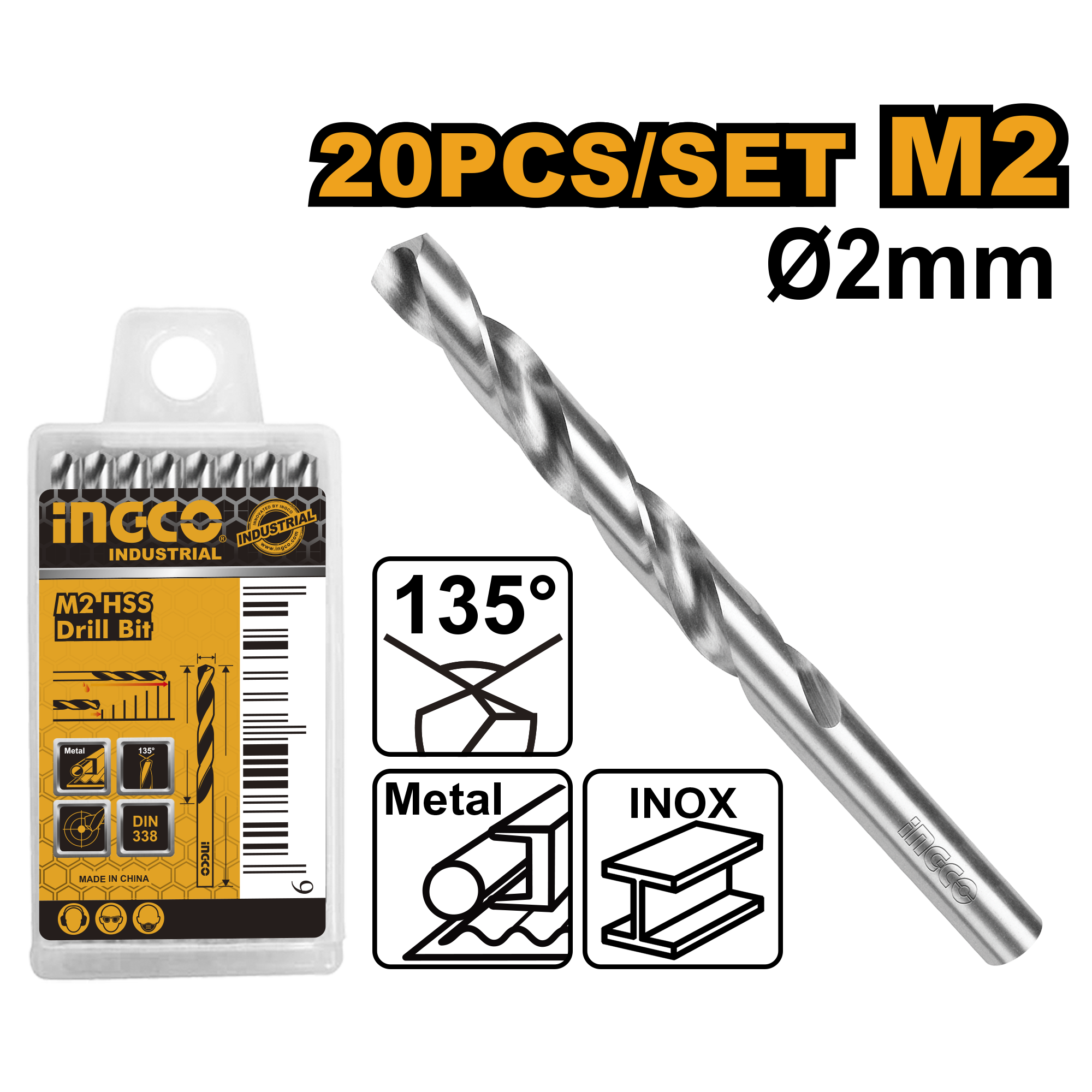 M2 hss drill bit 2μμ - DBT1110201 - INGCO